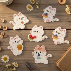 말랑펫 강아지 냥이 와펜 의류 수선 다꾸 스티커, 1개, 고양이 6종