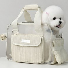 [당일출고] 반려동물 강아지 슬링백 크로스 이동가방 고양이 가방 반려동물 외출가방, 1개, 크림