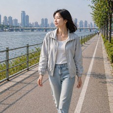 데일리 초경량 썸머 바람막이 집업 자켓 루즈핏 여성 아우터