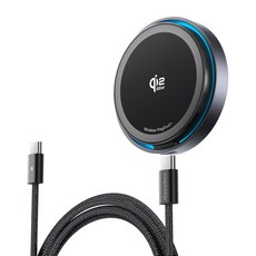 THREEKEY 맥세이프 무선 충전기 25W 초고속 충전기 호환 Qi2.2 마그네틱 무선충전기 휴대용 차량용충전기 슬림 디자인, 1개, 블랙