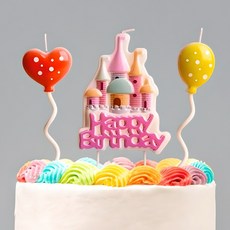 코쿤 캐슬 생일초 - 생일 초 파티용품 케이크데코, 핑크, 1개, 63g