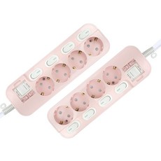 개별 절전 스위치 컬러 멀티탭 3구 4구 1.5m, 핑크4구2.5m, 1개