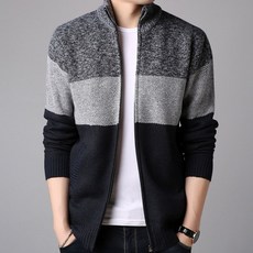 지시크릿 남성 배색 집업 스웨터 가디건
