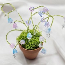 리빙릿 비즈 식물 DIY 만들기 키트 화분포함 꾸미기 세트 조화 재료, 1개, 은방울 화분