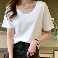 릴리제인 여성용 여름 유넥 루즈핏 반팔 티셔츠