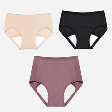 [단색] 컴포트에어 생리팬티 3p 세트 (브리프+오버나이트+라이트 증정) 여성 샘방지 안심 흡수 방수 논샘팬티 초경선물 웰컴키트