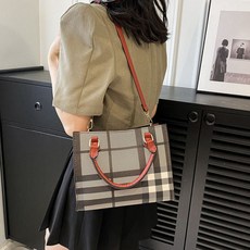 수지네작업실 체크토트백 가죽가방DIY 국내 배송 만들기 직접 만드는 공예 만들기 패키지, 1개, 체크토트백 카키레드