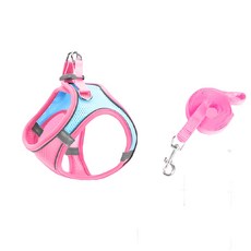 Chitashop 寵物狗 貓咪 反光胸背帶組, 藍粉色