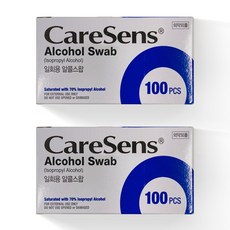 케어센스 알콜스왑 200매 개별포장 손소독 일회용 알콜솜, 100개입, 2개