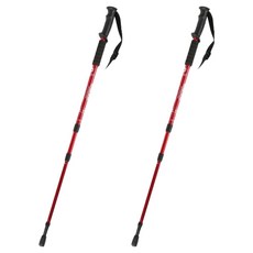[1+1] 몽크로스 두랄루민 등산스틱 트레킹폴 경량 3단조절 남녀공용 EVA손잡이, 1개, 레드+레드