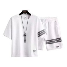 FASHION DHSWGJ속건 쿨링 캐주얼 상하 세트 루즈핏 여름 얇은 반팔 반바지 캐주얼 투피스