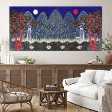 갤러리츠 일월오봉도 한국화 풍수 돈들어오는 그림 거실 안방 침실, 소형-65x30(가로x세로cm), P108-일월오봉도, 1개