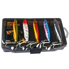 메탈지그 바이브 벨 VIB 스피너 5개입 태클박스포함 루어낚시미끼세트, 1세트, 30g, 5종