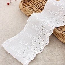 레이스원단 자수 레이스천 면045 꽃다발 양면레이스 백아이, 1개