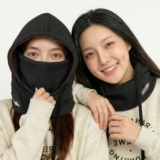 롤링랜드 남녀공용 방한 후드 넥워머, 1개, 블랙