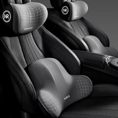 키넬오토 차량용 메모리폼 쿠션세트 목쿠션 요추쿠션, 1세트, 블랙