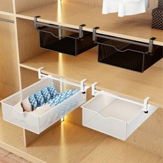 책상 옷장 무타공 슬라이딩 수납 서랍 철체 바구니, 1단, 화이트