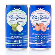 초정탄산 그린애플 복숭아블라썸 각 30캔, 60개, 190ml