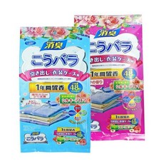 (새제품)1+1일본 좀벌레퇴치제 곰팡이탈취제 천연 꽃향기 옷장방향제 냄새 탈취 좀약 옷장용 서랍장용 신발장용 향기남김/방습/곰팡이 방지, 장미꽃향+블루 풍경향48p+48p
