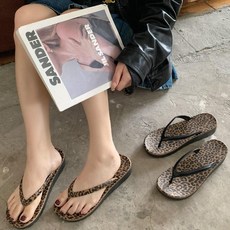 앤유 여성 발편한 슬리퍼 호피 통굽 쪼리