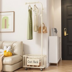 모던 심플 철제 이동식 파이프 스탠드행거 간이 원룸 옷걸이, white