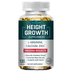 키 성장 보조제 - 어린이 청소년 및 성인에게 적합하며 뼈 성장 및 강도 지원 골밀도 강화 관절 건강 지원 아르기닌 칼슘 아연 함유 키 증가 보조제 함유, 1개, 60정