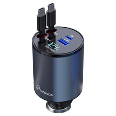 LUMANOKI 100W 4구 릴타입 차량용 고속충전기, 미니 C -Type+C -Type