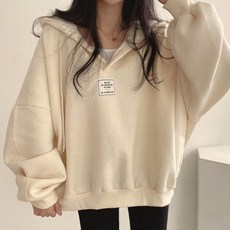 CBHV 여성 오버핏 후드티 캐주얼 오버핏 맨투맨 모자 트레이닝