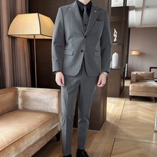 티티콩 남성 가을 캐주얼 투버튼 정장 결혼식 면접 하객룩 세트 3피스슈트+조끼+바지