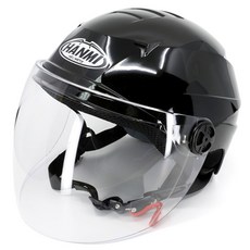 한미 뉴캐리반모 자전거 오토바이 반모 헬멧, 블랙