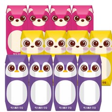 파스퇴르 꼬미루미 3종혼합125ml (딸기우유4입+바나나우유4입+믹스베리4입) 총12팩, 125ml, 12개