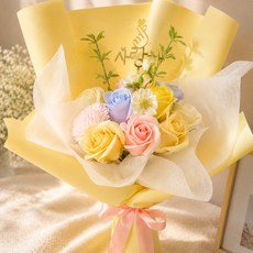 사랑해 토퍼 비누 꽃다발, 1개, 옐로우(Yellow) 1개, 옐로우(Yellow)