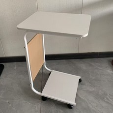 22GTP 이동식 베드 테이블 2층 노트북 책상 사이드 테이블, 화이트 화이트