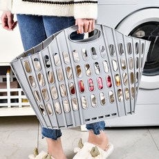 이지몰 접이식 세탁바구니 슬림형 빨래 통풍 바구니, 그레이