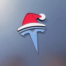 노아르 [테슬라 전용 산타 모자 엠블럼 스티커] 크리스마스 데코 / 모델3 Y S X 적용 / 크리스마스 꾸미기, 1개, 레드