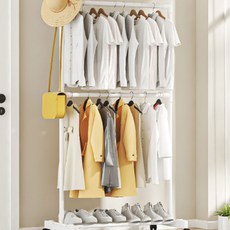 럭스룸 이동식 더블 2단 행거, 화이트