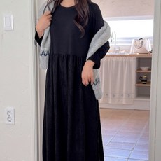 마더라이크 왕골덴 레이어드 긴팔 임산부 롱원피스 빅사이즈 임부복