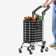 카고비 접이식 쇼핑카트 4바퀴 대형 손수레 시장바구니 캐리어 폴딩카트 장바구니 캐리어 어반, 1개, 실버+블랙