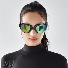 워터플랍 눈이 편안한 인체공학 패킹 미러코팅 김서림방지 물안경 수경, 1개, 블랙 수경