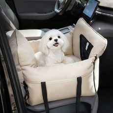 멍담 강아지 푹신 범퍼 카시트 매쉬 창문 쿠션, 1개, 아이보리
