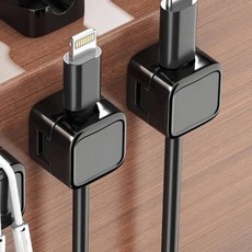磁吸理線器 充電線收納集線器 桌麵固線扣 整線扣 收線器, 黑色, 1個