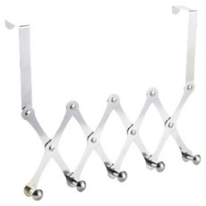 不鏽鋼可伸縮門後掛鉤 5連勾, 銀色, 1個