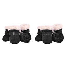 투데이리빙 1+1 반려동물 강아지 겨울 털신발 포근 뽀글이 산책용 패션 애견 발부츠 댕냥이 털신발 미끄럼방지 애완견 반려견 발바닥 의류 용품, 2세트, R98494A(블랙