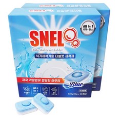 스넬 SNEL 식기세척기 세제 올인원타입 뽀송뽀송 마무리까지 30개입 X 2박스, 600g