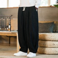 [초특가] POMTOR 봄가을 남성용 기모 밴딩 긴 바지 빅사이즈 캐주얼 와이드 코듀로이 두꺼운 통바지