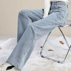 스토리원 WM-FWBT059 여성 기모 와이드 데님 팬츠 청바지