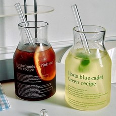 650ml 레터링 대용량 글라스 저그 빨대 SET, 1개, 화이트