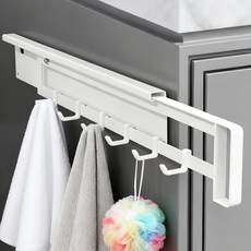 kemei 냉장고 세탁기 틈새 자석 선반 슬라이드 행거 연장 45-83CM 6개 훅 포함, 화이트, 1개