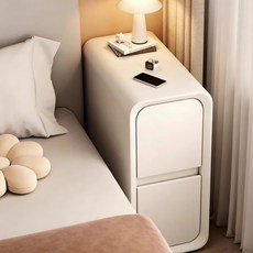 크림풍 소형 미니 침대옆 테이블 럭셔리 고급감 원목 베드사이드 테이블 침대장 협탁, 1개, 화이트