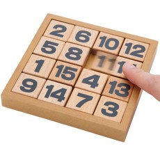 해피퍼즐 하나야마 가쯔노 15게임 입체퍼즐 슬라이딩숫자 퍼즐 두뇌트레이닝 집중력 창의력 인지력발달 원목수학교구, 1개, 16피스